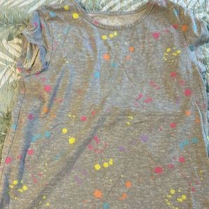Girls grey splatter paint pattern top